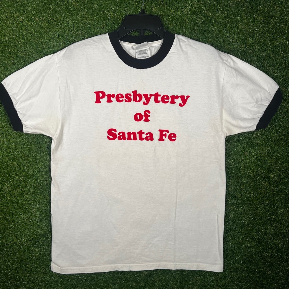 Port and Company Presbytery of Santa Fe Ringer T-Shirt Mens Medium White Black